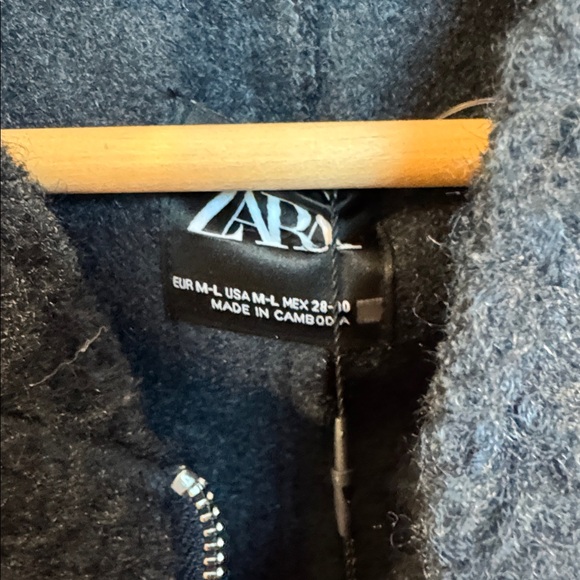 ZARA Black Fleece Teddy bomber Jacket Medium Large - Picture 3 of 10